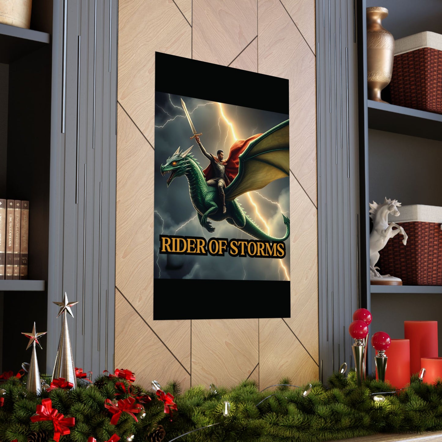 Rider of Storms - Epic Dragon Fantasy Matte Poster | Sizes 8x10 to 27x40