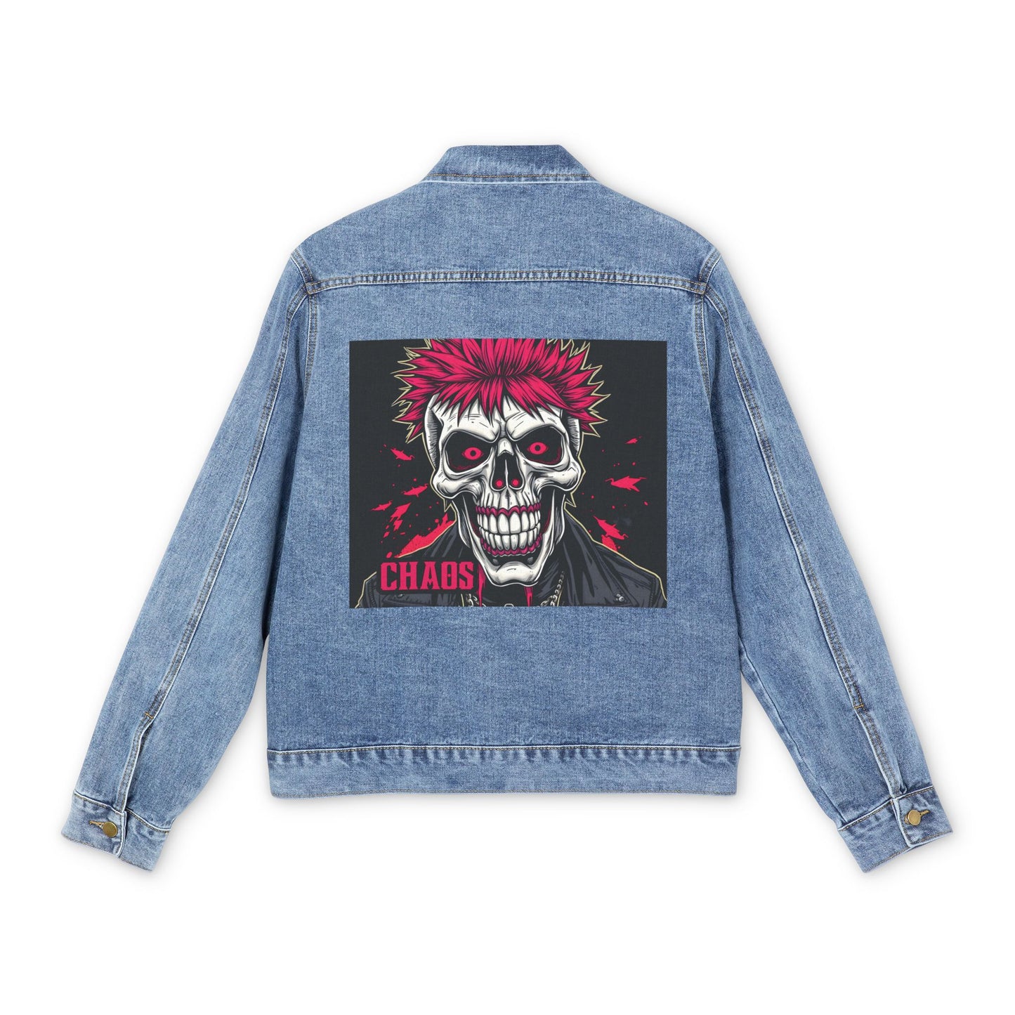 Chaos Punk Men’s Denim Jacket Sizes S-2XL