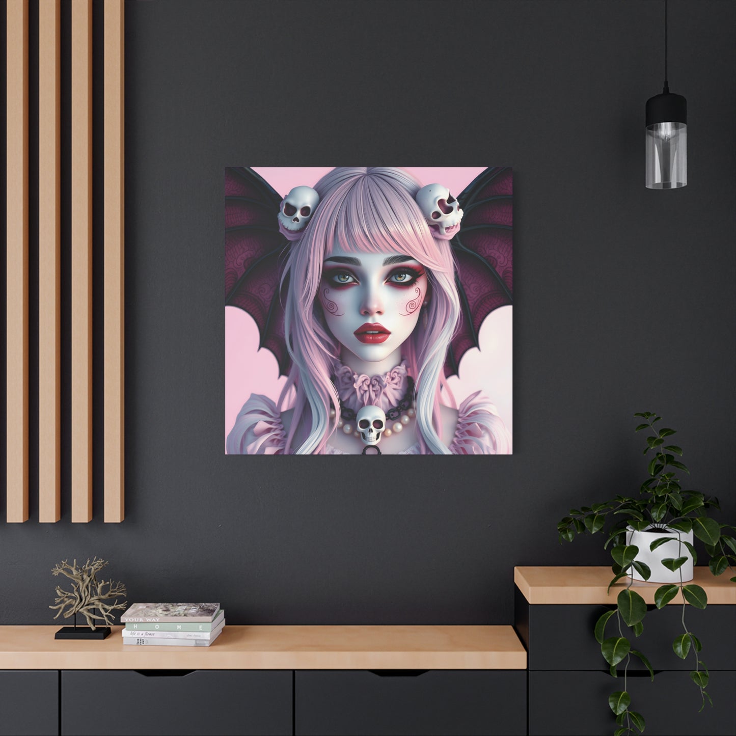 Pastel Goth Princess Canvas | 36x36 Matte Stretched Wall Art with Side Printing