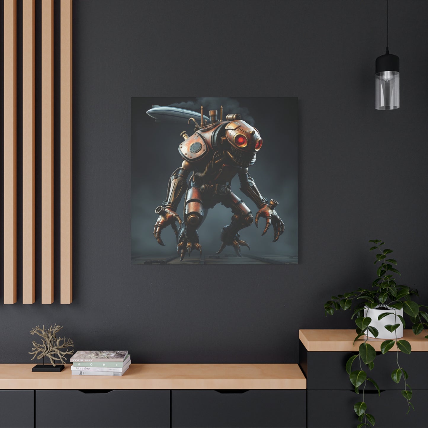 Steampunk Monster Stretched Canvas Print | 36x36 Wall Art with Side Printing