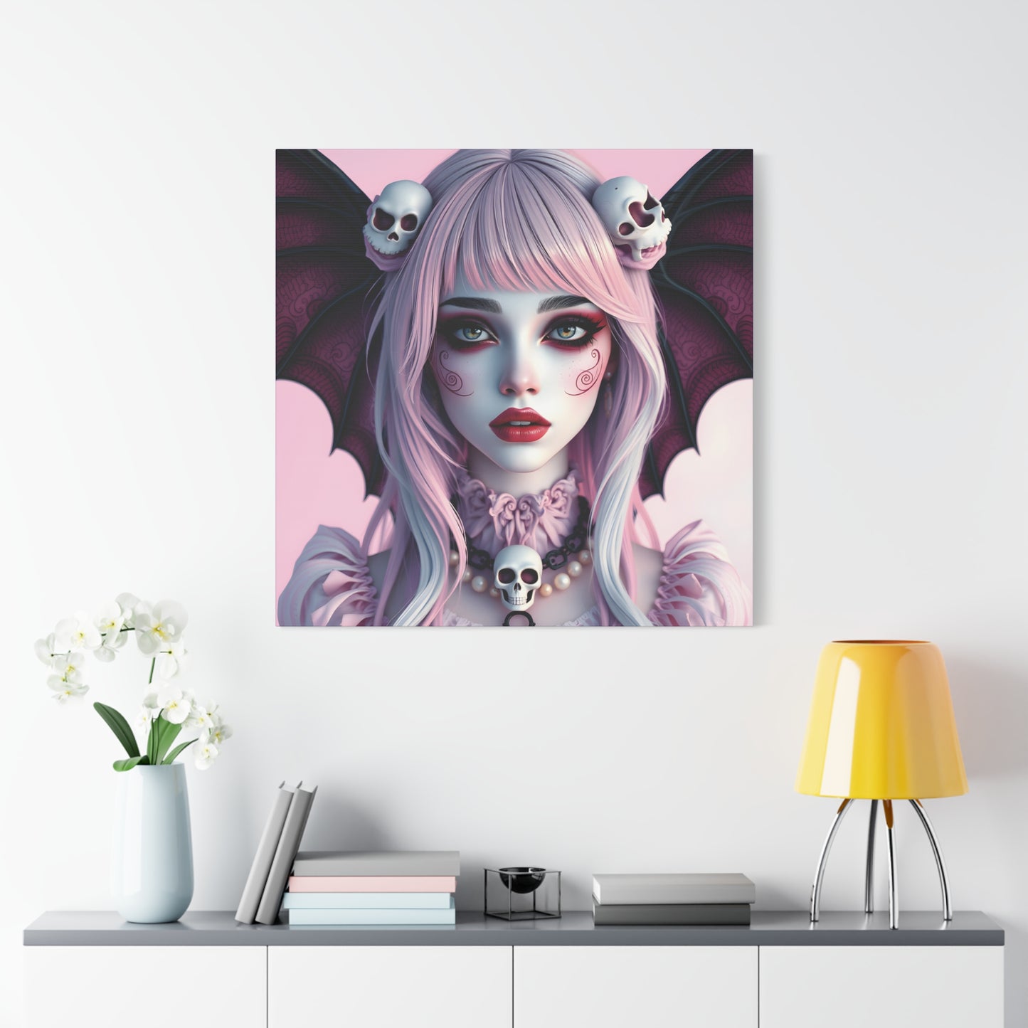 Pastel Goth Princess Canvas | 36x36 Matte Stretched Wall Art with Side Printing