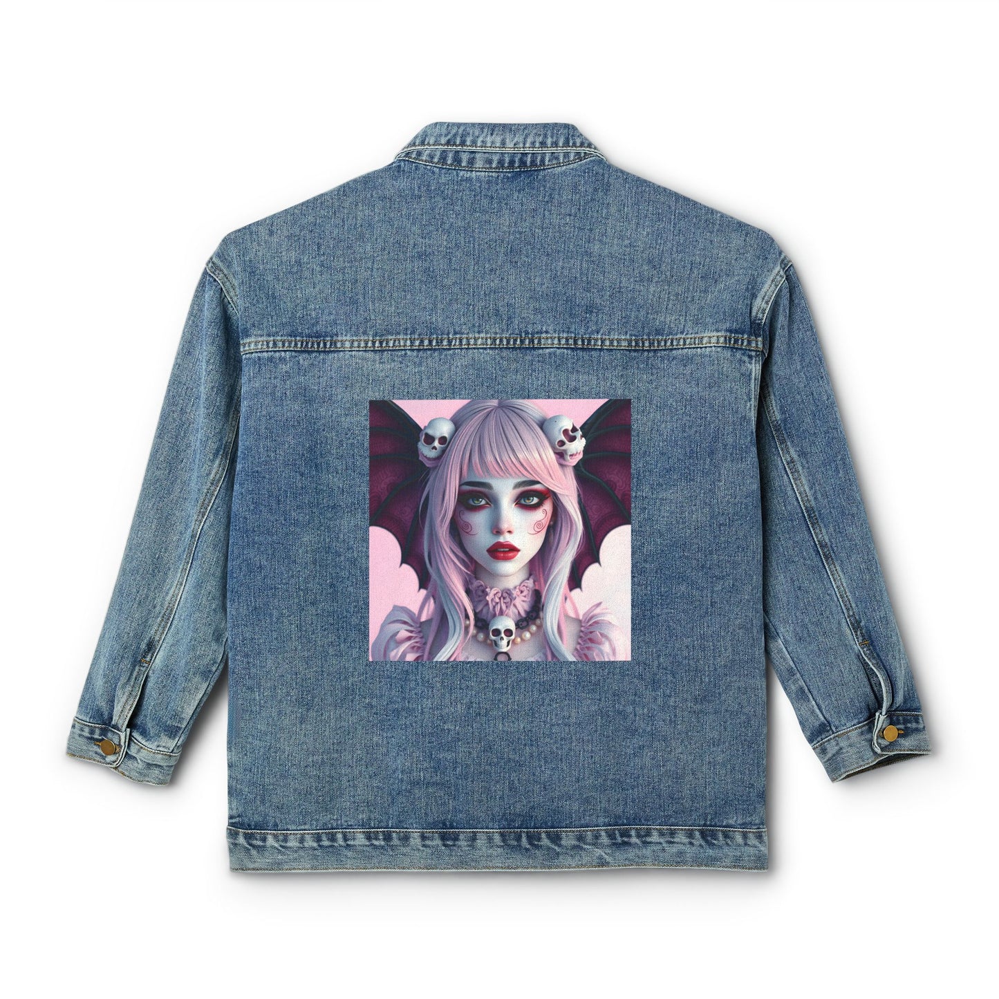 Pastel Goth Art Pink Goth Design on Women’s Denim Jacket | Sizes S - 2XL