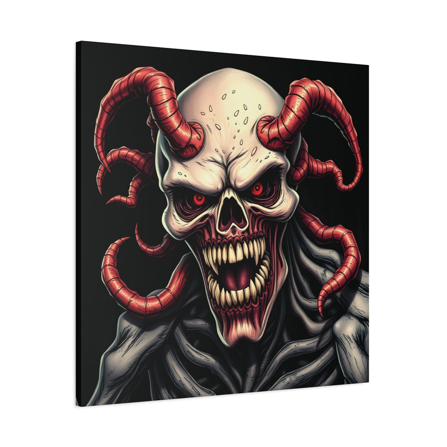 Bone-Chilling Skull Gothic Canvas | 36x36 Stretched Matte Wall Art with Mirror Sides