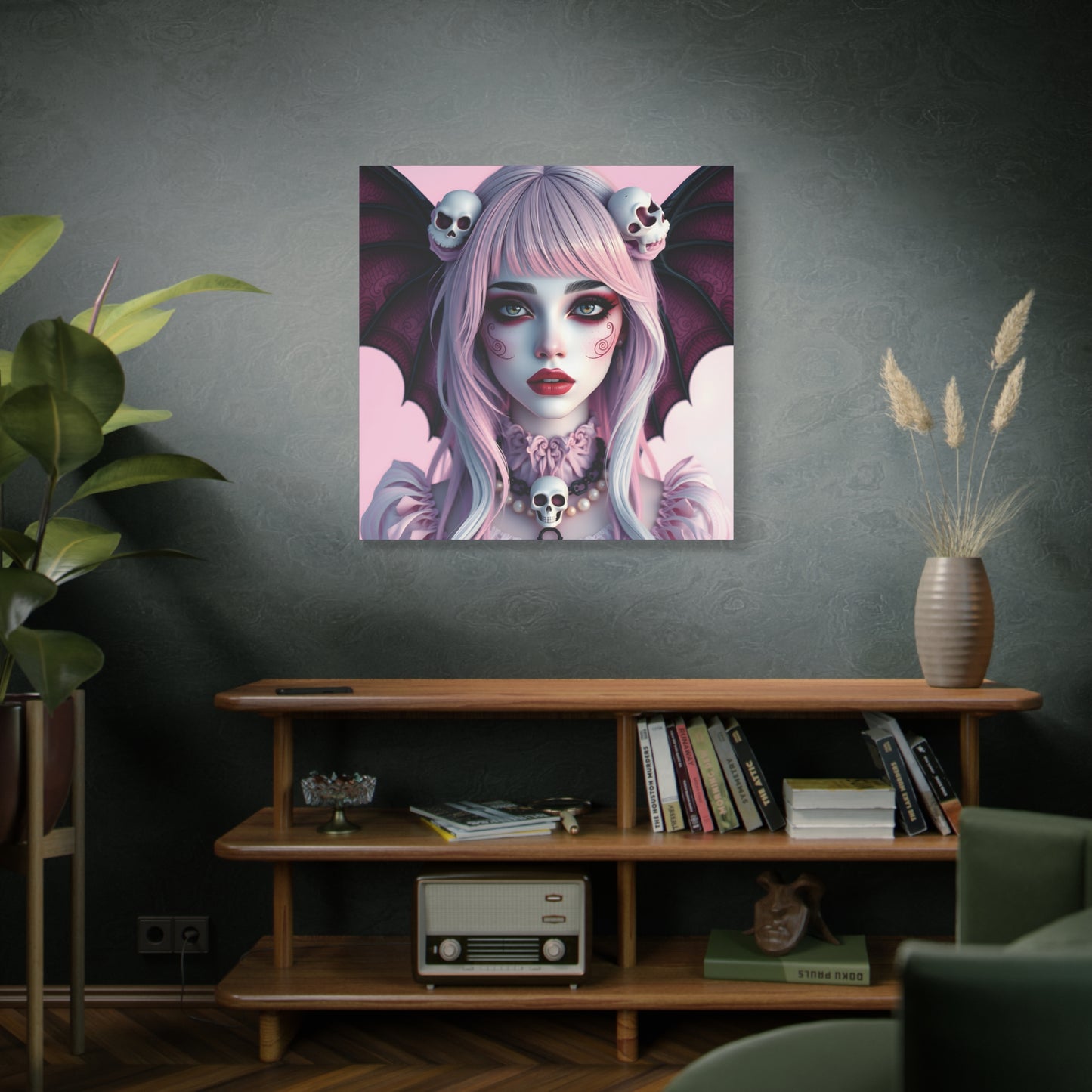 Pastel Goth Princess Canvas | 36x36 Matte Stretched Wall Art with Side Printing