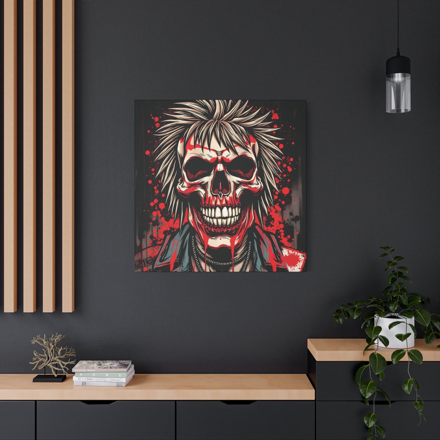 Bold Punk Skull Canvas Print | 36x36 Matte Stretched Wall Art with Mirror Sides