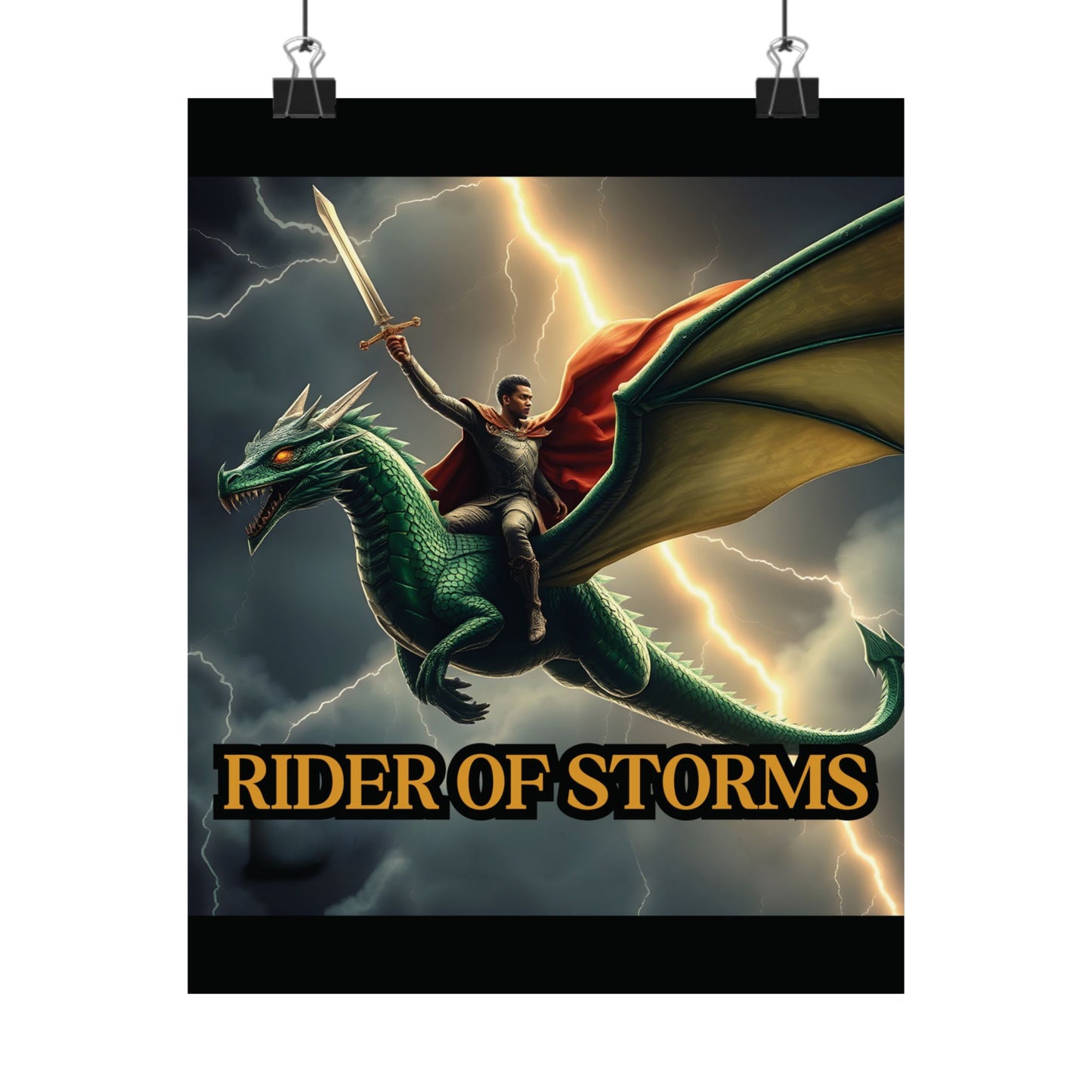 Rider of Storms - Epic Dragon Fantasy Matte Poster | Sizes 8x10 to 27x40