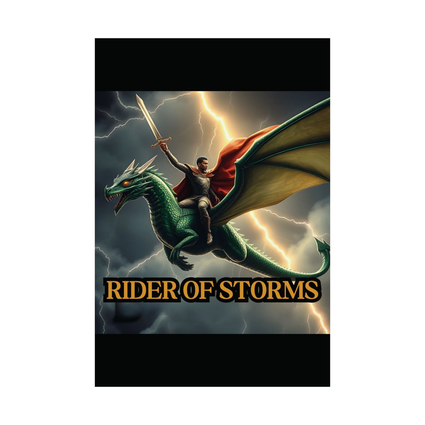 Rider of Storms - Epic Dragon Fantasy Matte Poster | Sizes 8x10 to 27x40