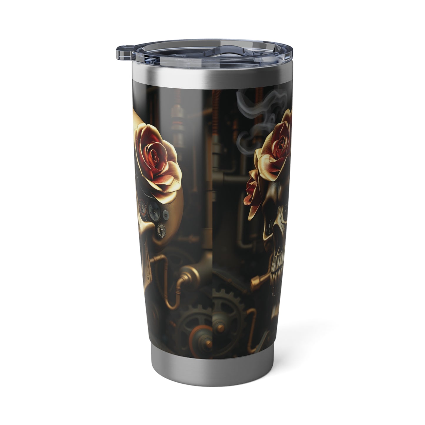 Steampunk Skull and Roses Tumbler 20 oz Stainless Steel Drinkware Gothic Style