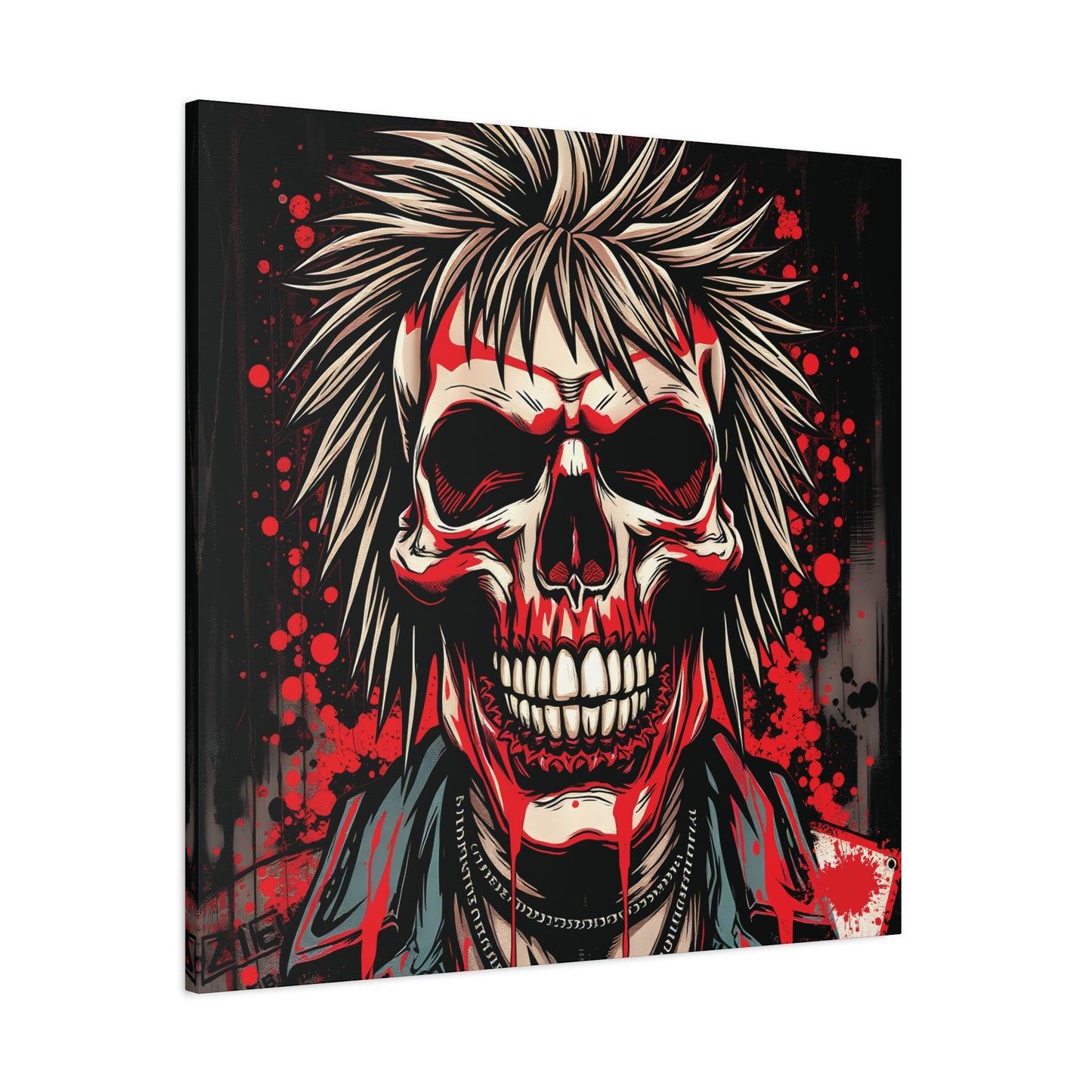 Bold Punk Skull Canvas Print | 36x36 Matte Stretched Wall Art with Mirror Sides