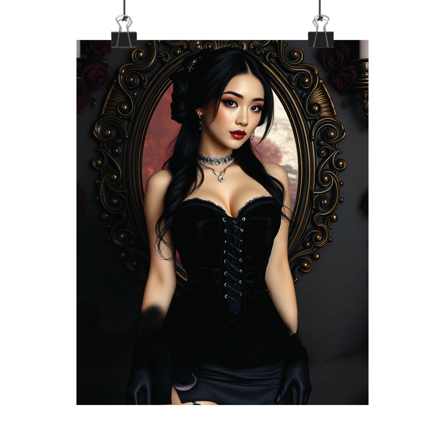 Elegant Gothic Asian Pin-Up Poster | Art for Home or Office Decor