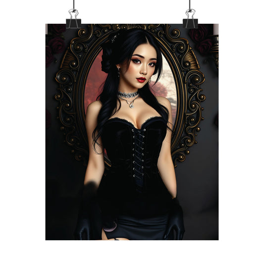 Elegant Gothic Asian Pin-Up Poster | Art for Home or Office Decor