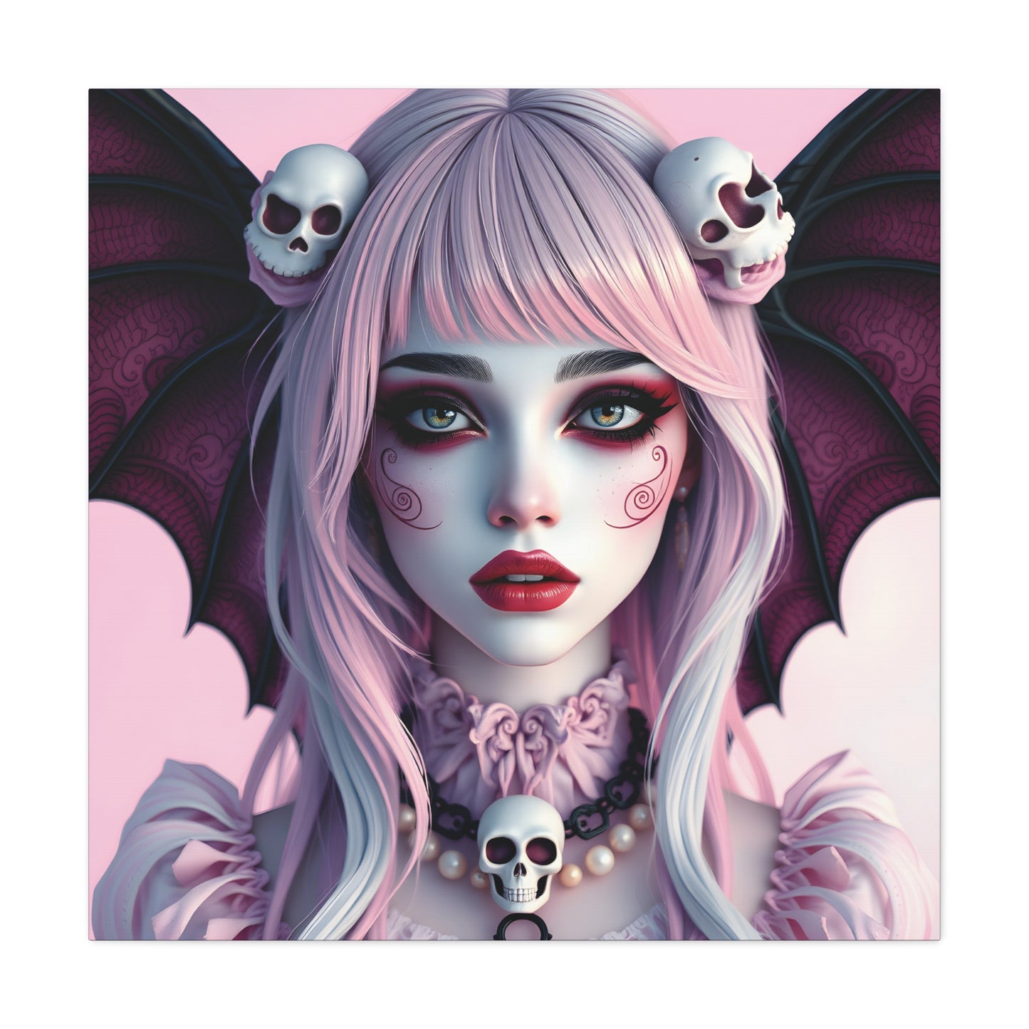 Pastel Goth Princess Canvas | 36x36 Matte Stretched Wall Art with Side Printing