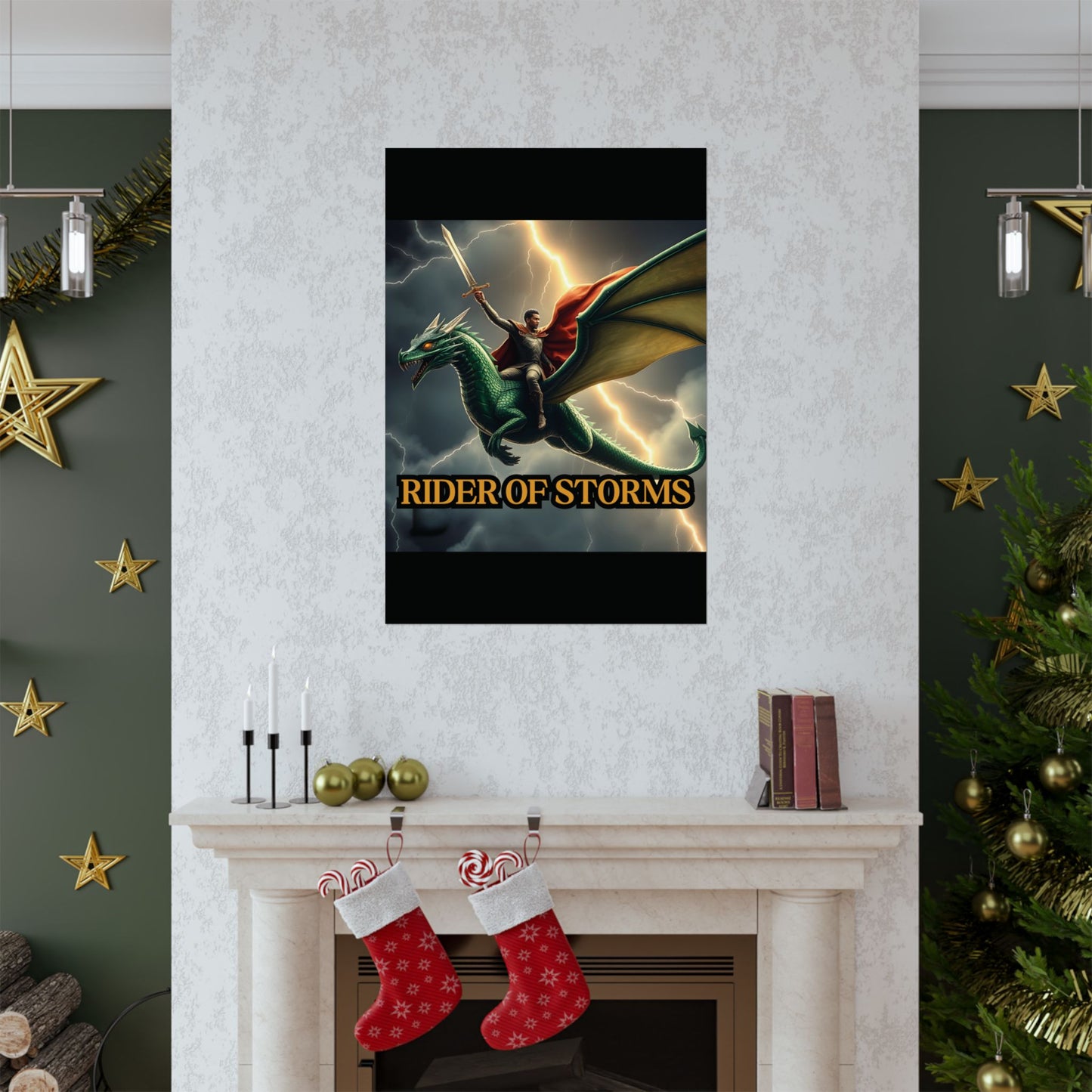 Rider of Storms - Epic Dragon Fantasy Matte Poster | Sizes 8x10 to 27x40