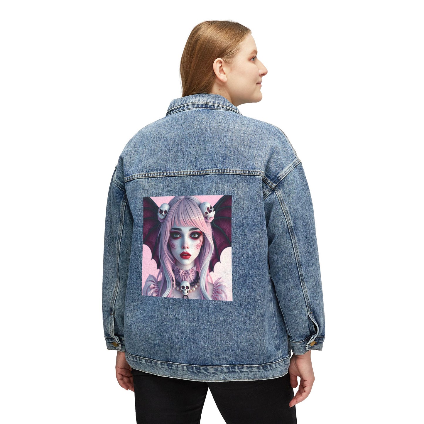 Pastel Goth Art Pink Goth Design on Women’s Denim Jacket | Sizes S - 2XL