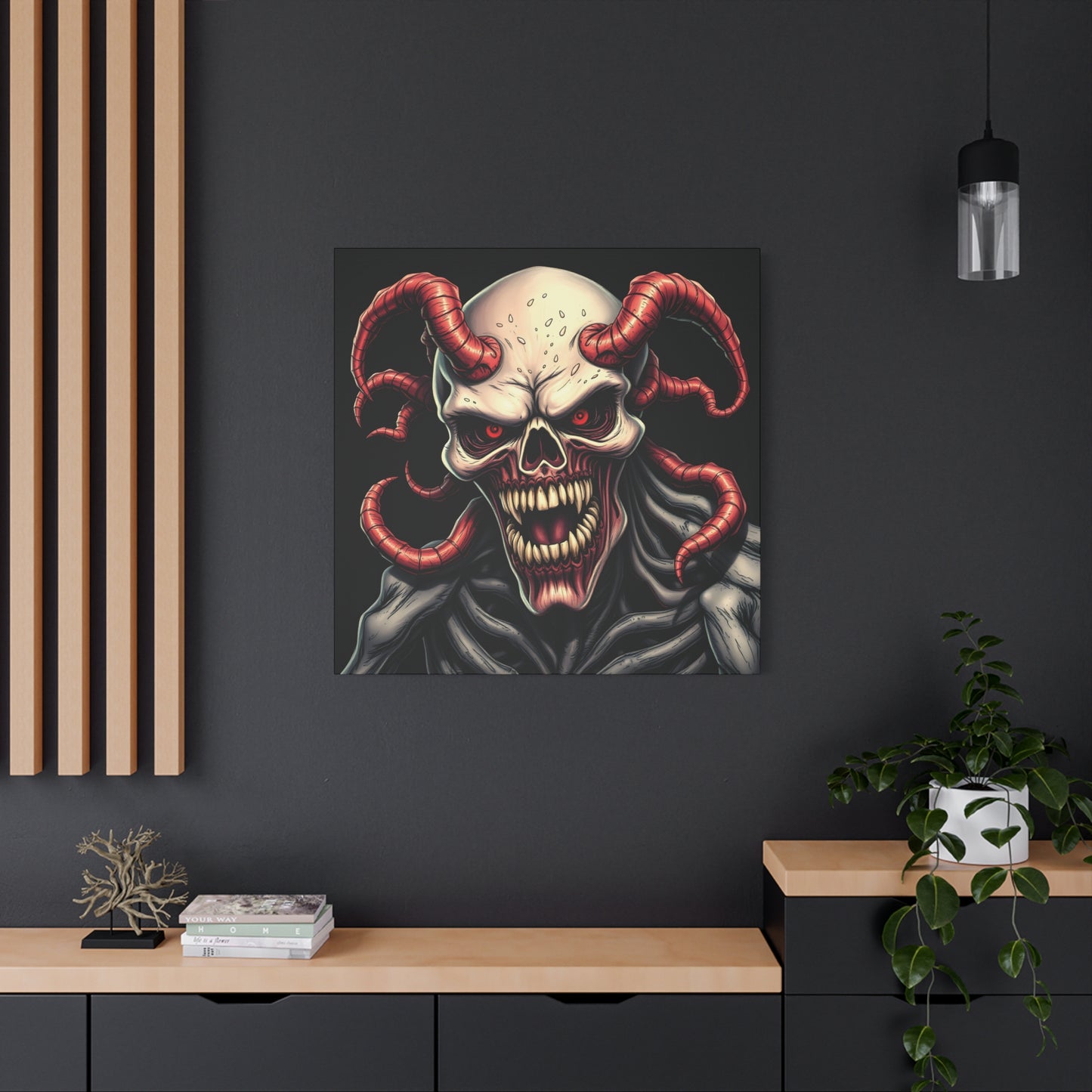 Bone-Chilling Skull Gothic Canvas | 36x36 Stretched Matte Wall Art with Mirror Sides