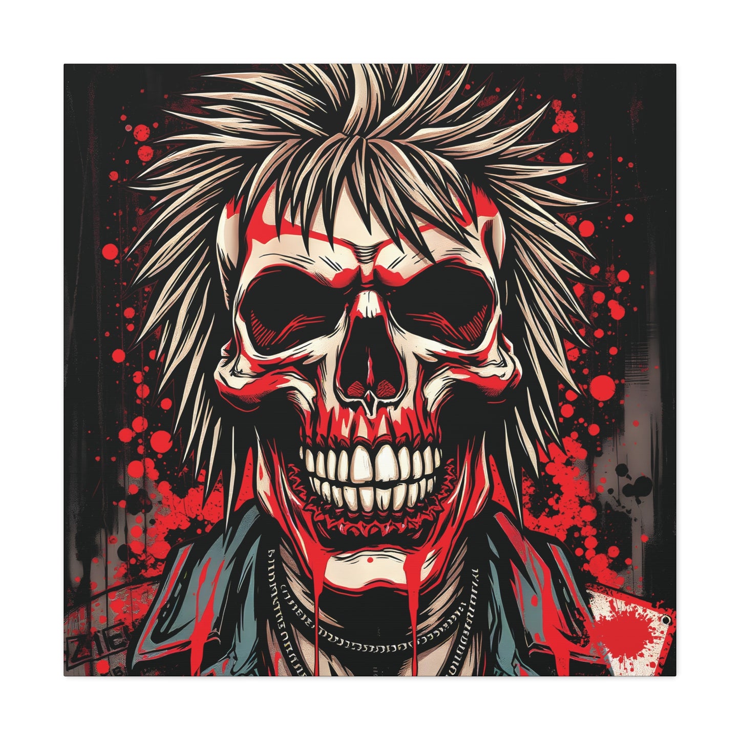 Bold Punk Skull Canvas Print | 36x36 Matte Stretched Wall Art with Mirror Sides