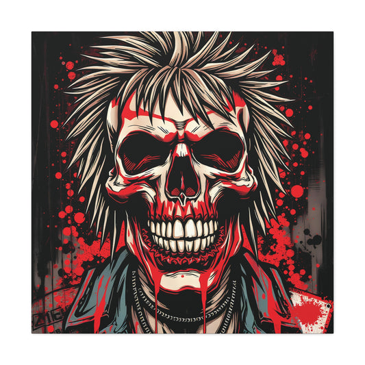 Bold Punk Skull Canvas Print | 36x36 Matte Stretched Wall Art with Mirror Sides