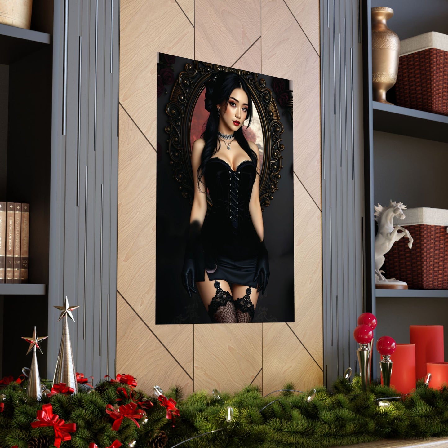 Elegant Gothic Asian Pin-Up Poster | Art for Home or Office Decor