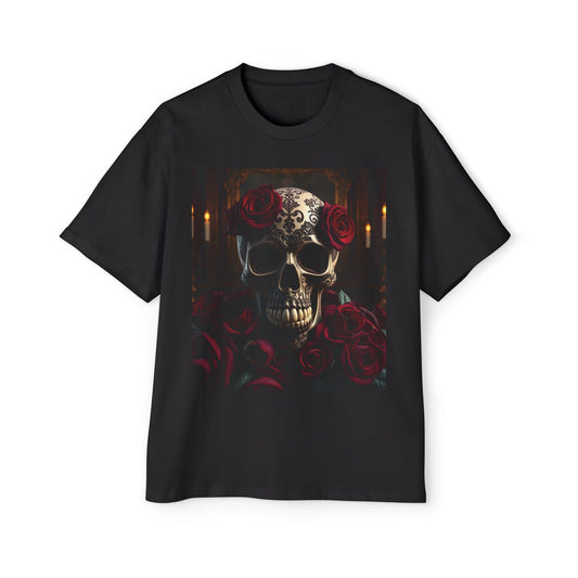 Classic Skull and Roses Oversized Men's T-Shirt | Gothic Elegance and Comfort