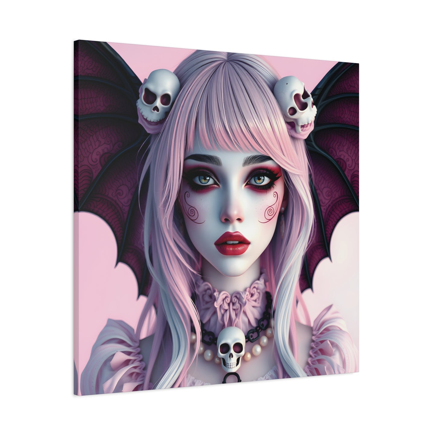 Pastel Goth Princess Canvas | 36x36 Matte Stretched Wall Art with Side Printing