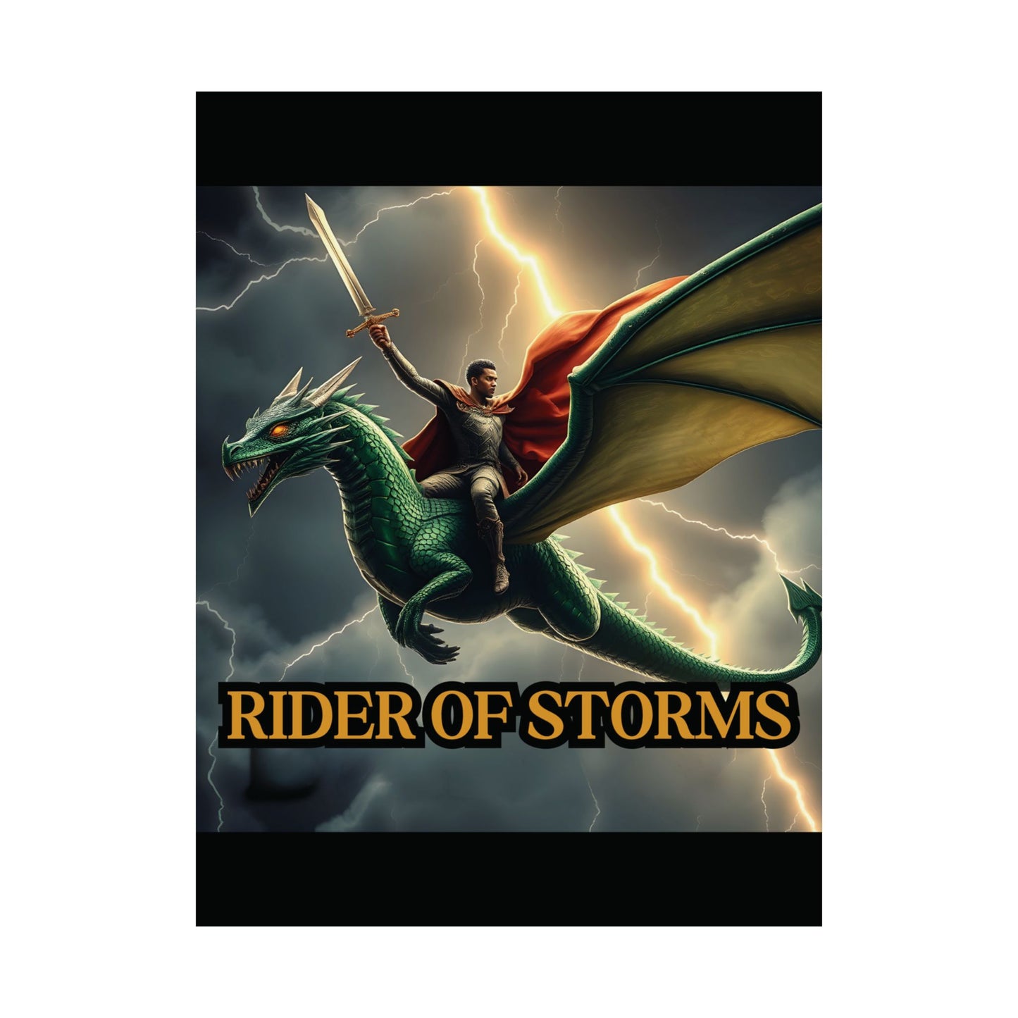 Rider of Storms - Epic Dragon Fantasy Matte Poster | Sizes 8x10 to 27x40