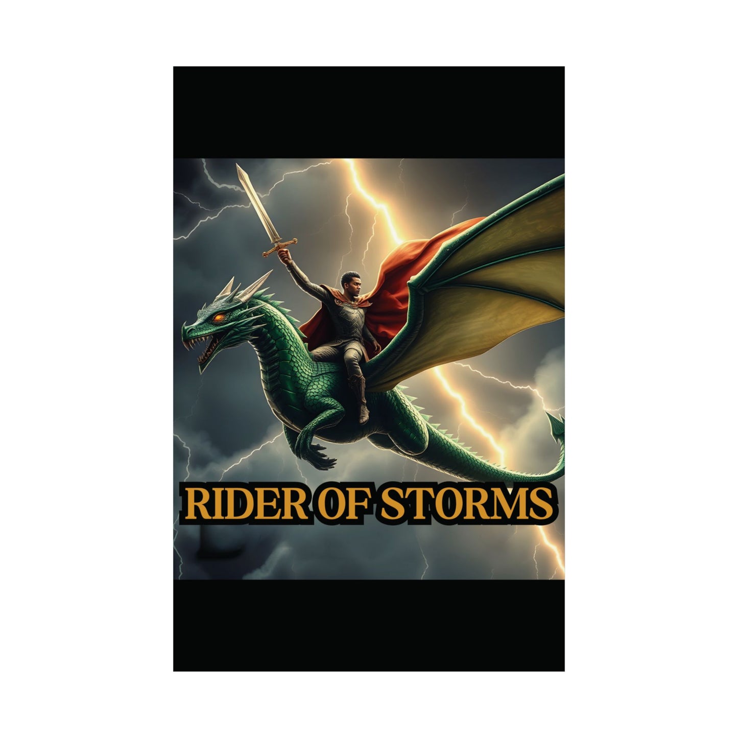 Rider of Storms - Epic Dragon Fantasy Matte Poster | Sizes 8x10 to 27x40