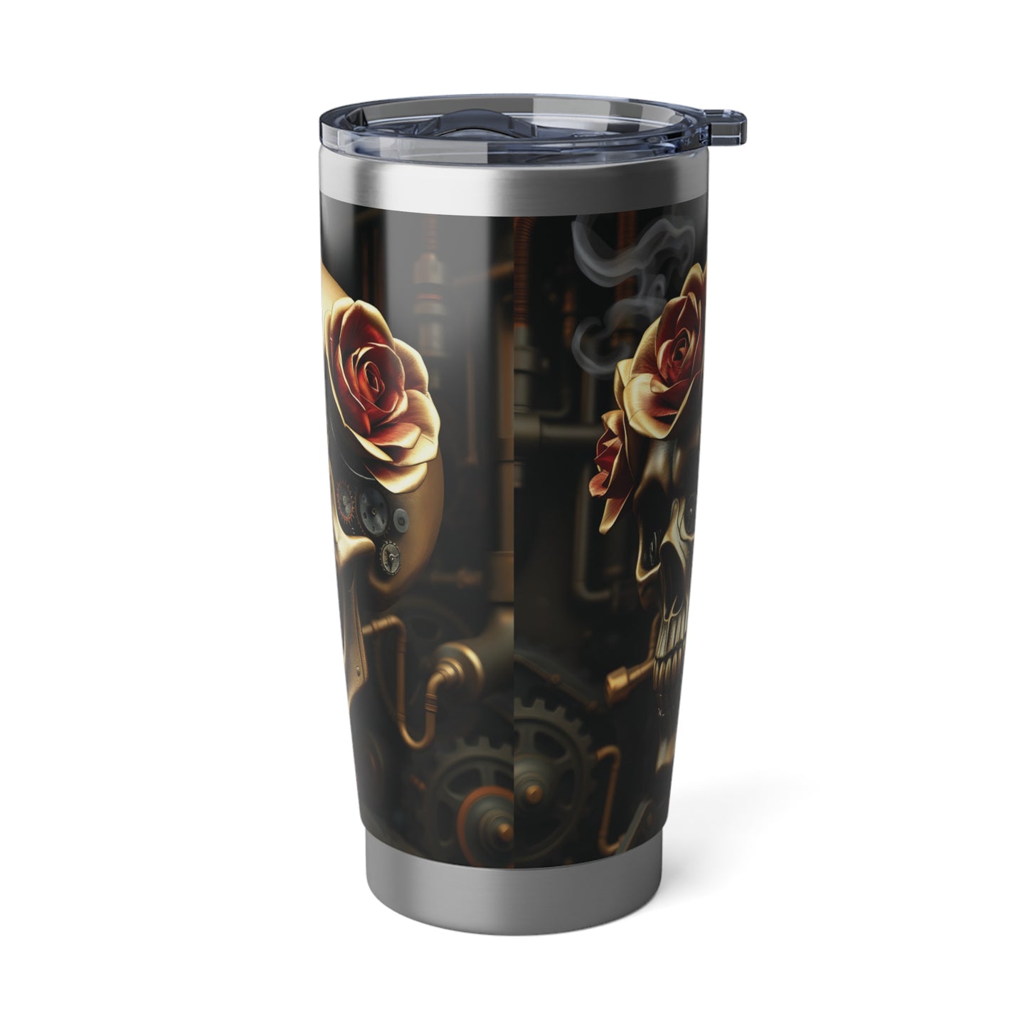 Steampunk Skull and Roses Tumbler 20 oz Stainless Steel Drinkware Gothic Style