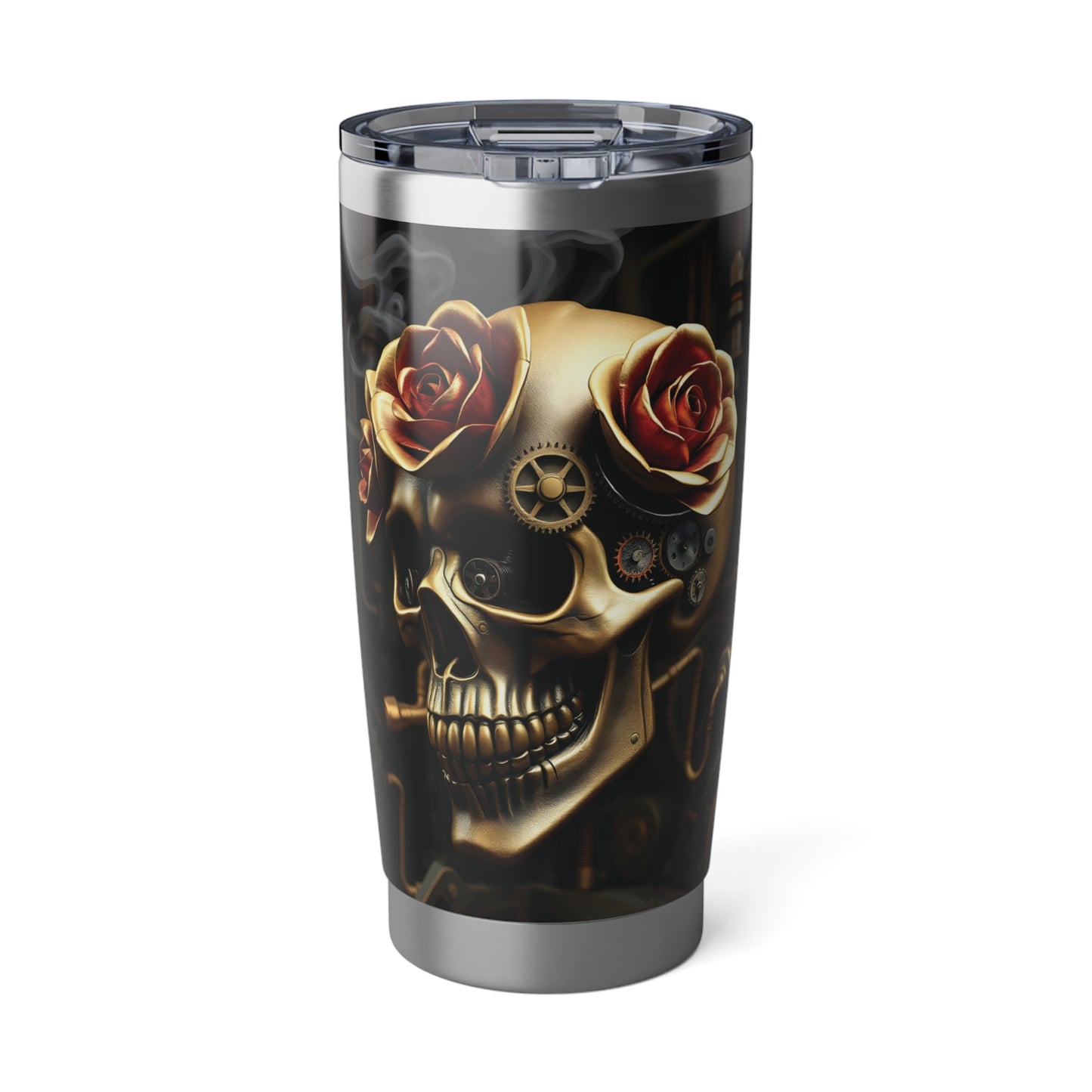 Steampunk Skull and Roses Tumbler 20 oz Stainless Steel Drinkware Gothic Style