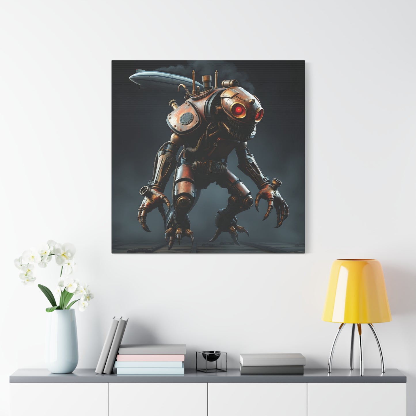 Steampunk Monster Stretched Canvas Print | 36x36 Wall Art with Side Printing